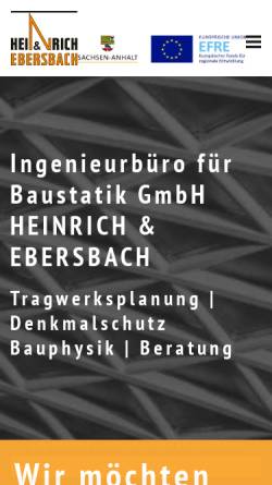 Vorschau der mobilen Webseite www.heinrich-und-ebersbach.de, Heinrich & Ebersbach Ingenieurbuero für Baustatik GmbH