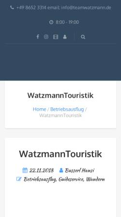Vorschau der mobilen Webseite www.watzmanntouristik.de, Watzmanntouristik