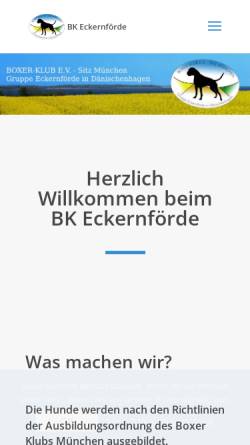 Vorschau der mobilen Webseite www.bk-eckernfoerde.de, Boxerklub-Gruppe Eckernförde