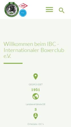 Vorschau der mobilen Webseite ibc-boxerclub.de, IBC - Internationaler Boxer-Club e.V.
