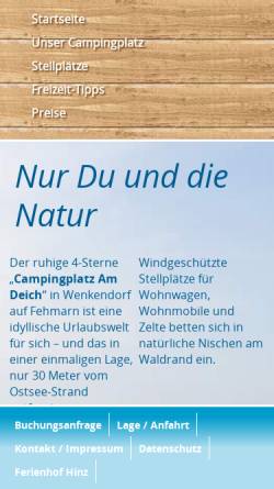 Vorschau der mobilen Webseite www.urlaub-in-der-ersten-reihe.de, Familie Hans-Georg und Christa Hinz