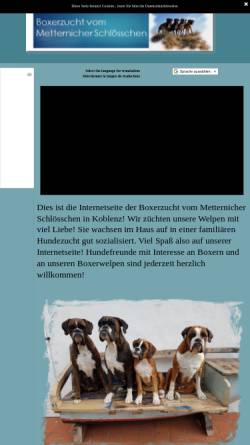 Vorschau der mobilen Webseite www.boxerzucht-metternich.de, Vom Metternicher Schlösschen