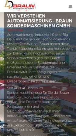Vorschau der mobilen Webseite www.braun-sondermaschinen.de, BRAUN Sondermaschinen GmbH