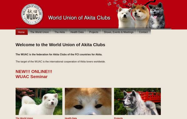 Vorschau von www.wuac.info, World Union of the Akita Clubs