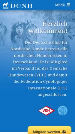 Vorschau der mobilen Webseite www.dcnh.de, DCNH - Deutscher Club für Nordische Hunde e.V.