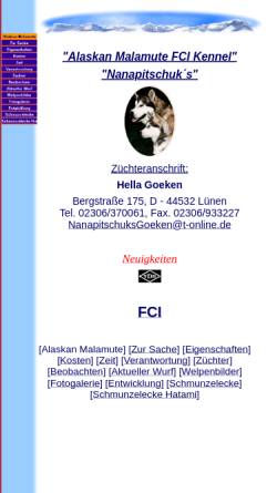 Vorschau der mobilen Webseite www.nanapitschuks.de, Nanapitschuk´s