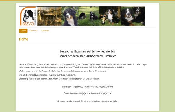 Vorschau von www.berner-austria.at, Berner Sennenhunde Zuchtverband Österreich
