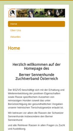 Vorschau der mobilen Webseite www.berner-austria.at, Berner Sennenhunde Zuchtverband Österreich