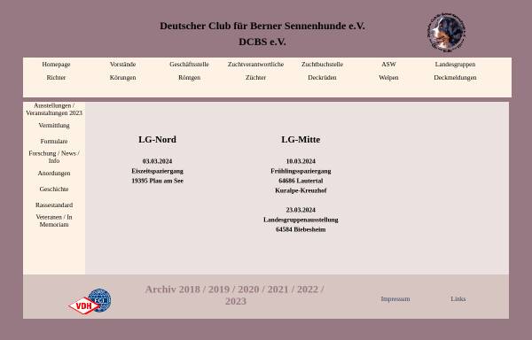 Vorschau von www.dcbs.de, Deutscher Club für Berner Sennenhunde