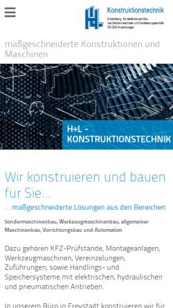Vorschau der mobilen Webseite www.h-l-kontec.de, H+L Konstruktionstechnik GmbH