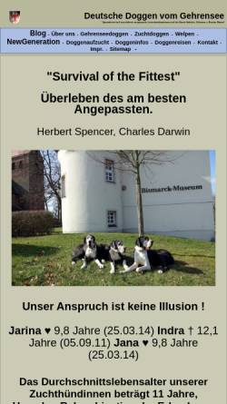 Vorschau der mobilen Webseite www.doggen-vom-gehrensee.com, Vom Gehrensee