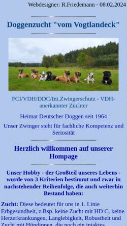 Vorschau der mobilen Webseite www.deutsche-doggen-vogtlandeck.de, Vom Vogtlandeck