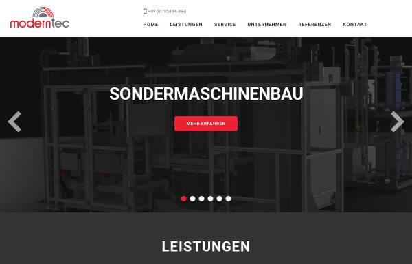 Vorschau von moderntec.de, Moderntec Maschinenbau und Vertriebs GmbH
