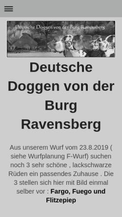 Vorschau der mobilen Webseite www.burgravensbergdoggen.de, Von der Burg Ravensberg