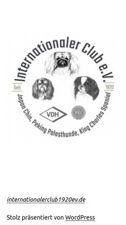Vorschau der mobilen Webseite www.internationalerclub1920ev.de, Int. Club für Japan Chin Peking Palasthunde und King Charles Spaniel.