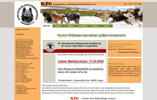 Vorschau von www.kzgeurasier.de, Kynologische Zuchtgemeinschaft Eurasier e.V.