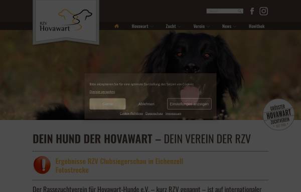 Vorschau von www.hovawart.org, Rassehundezuchtverein für Hovawart-Hunde e. V.