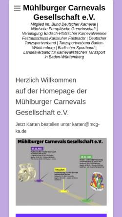 Vorschau der mobilen Webseite www.mcg-ka.de, MCG Karlsruhe | Mühlburger Carnevals Gesellschaft