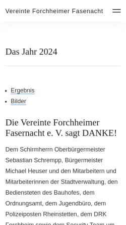 Vorschau der mobilen Webseite www.vereinte-forchheimer-fasenacht.de, Vereinte Forchheimer Fasenacht