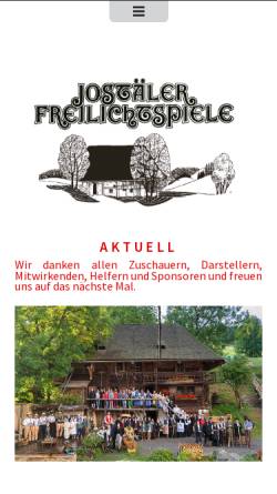 Vorschau der mobilen Webseite www.jostaelerfreilichtspiele.de, Jostäler Freilichtspiele