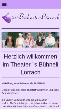 Vorschau der mobilen Webseite www.buehneli.de, Lörrach, ´s Bühneli-Theater