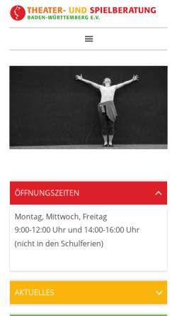 Vorschau der mobilen Webseite www.theaterberatung-bw.de, Theater- und Spielberatung Baden-Württemberg e.V.
