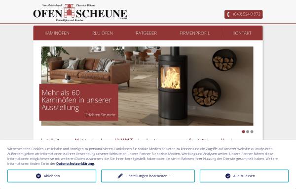 Vorschau von www.ofen-scheune.de, Ofenscheune Gesellschaft Handwerklicher Kachelofenbauer mbH