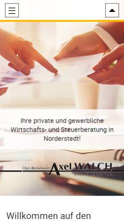 Vorschau der mobilen Webseite www.steuerbuero-walch.de, Steuerbüro Axel Walch