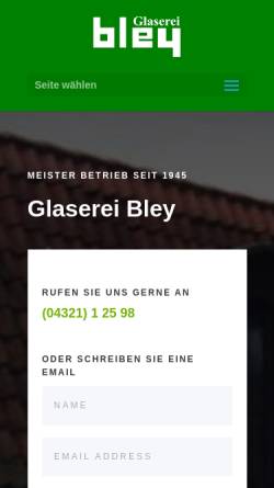 Vorschau der mobilen Webseite www.glasereibley.de, Glaserei Bley