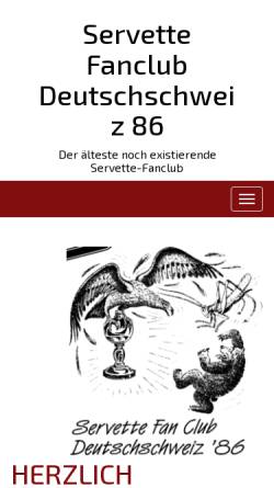 Vorschau der mobilen Webseite www.sfcds86.ch, FC Servette - Fanclub Deutschschweiz'86