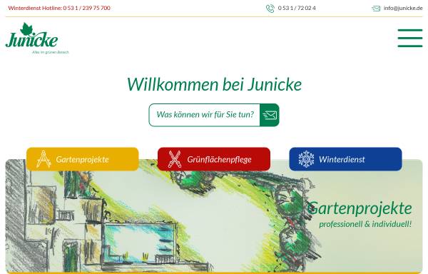 Vorschau von www.junicke.de, Junicke GmbH, Garten- und Landschaftsbau