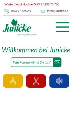 Vorschau der mobilen Webseite www.junicke.de, Junicke GmbH, Garten- und Landschaftsbau
