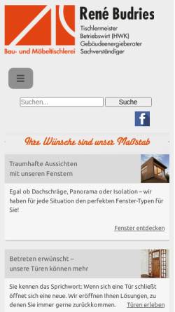 Vorschau der mobilen Webseite www.budries.de, Bau- und Möbeltischlerei René Budries