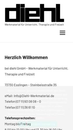 Vorschau der mobilen Webseite diehl-werkmaterial.de, Diehl GmbH