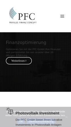 Vorschau der mobilen Webseite pfc-gmbh.de, Privileg Finanz Concept GmbH