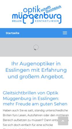 Vorschau der mobilen Webseite www.kontaktlinsen-esslingen.de, Optik Müggenburg
