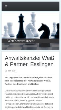Vorschau der mobilen Webseite www.ratgeberrecht.eu, Anwaltskanzlei Weiß & Partner