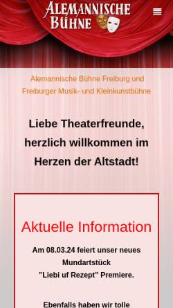 Vorschau der mobilen Webseite www.alemannische-buehne.de, Alemannische Bühne Freiburg e.V.
