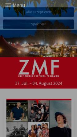 Vorschau der mobilen Webseite www.zmf.de, Zelt-Musik-Festival