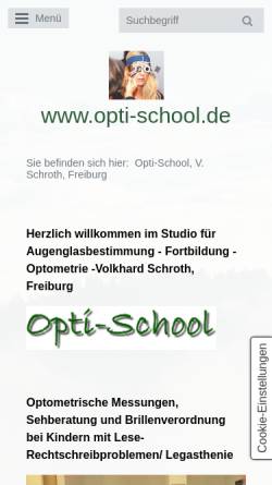 Vorschau der mobilen Webseite www.opti-school.de, Opti-School