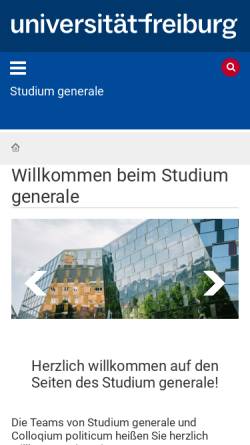 Vorschau der mobilen Webseite www.studiumgenerale.uni-freiburg.de, Studium Generale