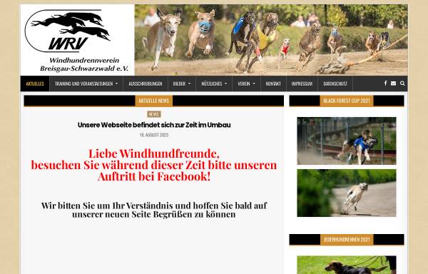 Vorschau von www.wrv-breisgau.de, Windhund-Rennverein Breisgau-Schwarzwald e.V.