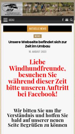 Vorschau der mobilen Webseite www.wrv-breisgau.de, Windhund-Rennverein Breisgau-Schwarzwald e.V.