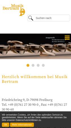 Vorschau der mobilen Webseite www.musik-bertram.com, Musik Bertram