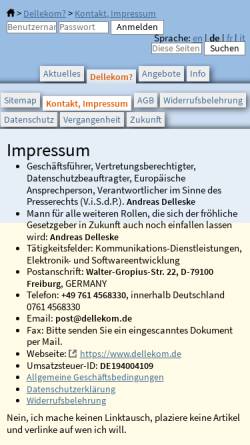 Vorschau der mobilen Webseite www.dellekom.de, Natz Daten Dellekom