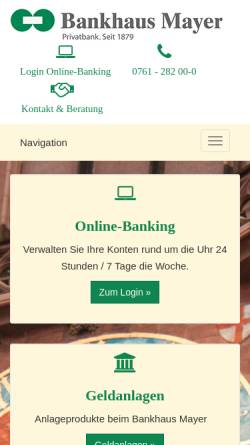 Vorschau der mobilen Webseite www.bankhaus-mayer.de, Bankhaus Mayer