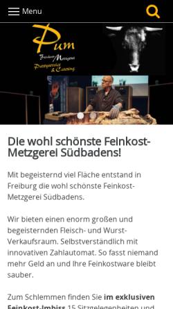 Vorschau der mobilen Webseite www.feinkost-metzgerei-pum.de, Metzgerei Pum