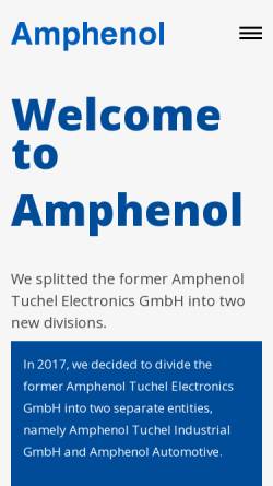 Vorschau der mobilen Webseite www.amphenol.de, Amphenol-Tuchel