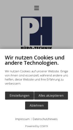 Vorschau der mobilen Webseite www.phbuerotechnik.de, PH Bürotechnik