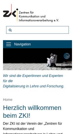 Vorschau der mobilen Webseite www.zki.de, ZKI Informationssystem
